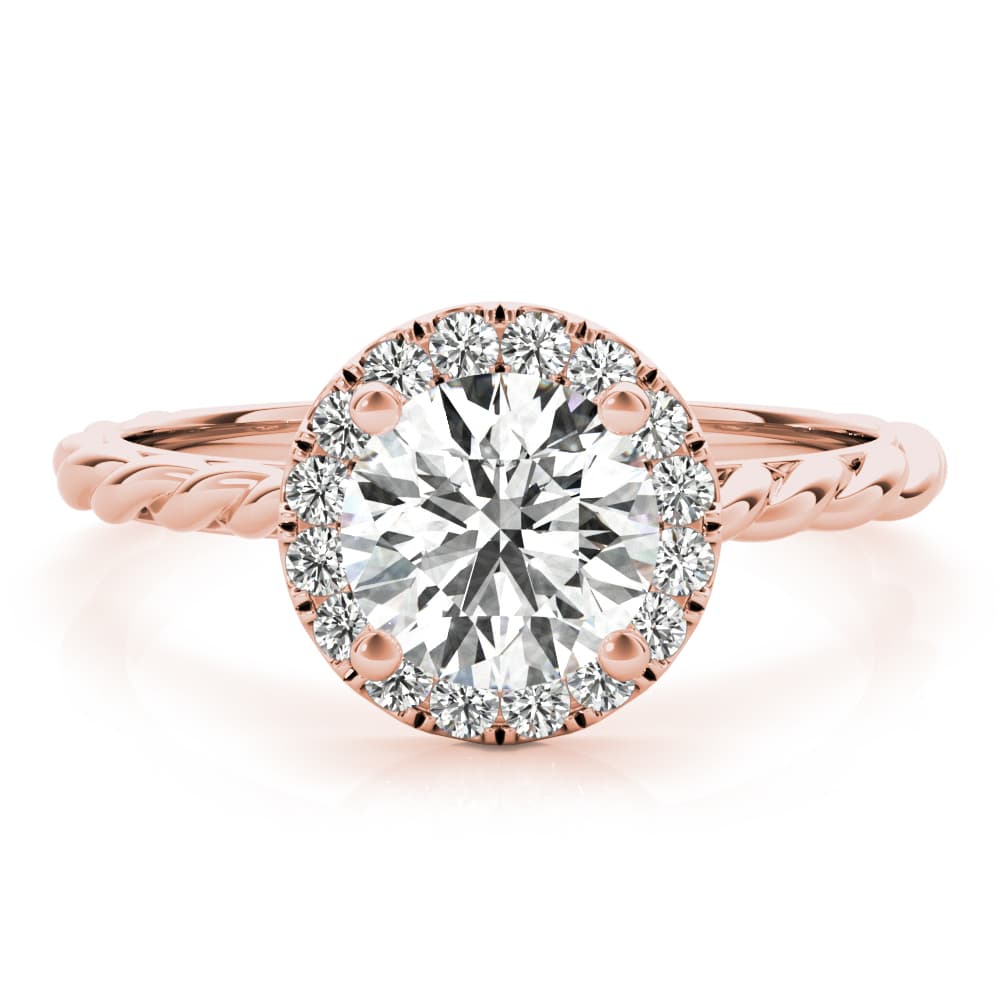 Round Center Engagement Ring, style 85124, On hand view in rose gold