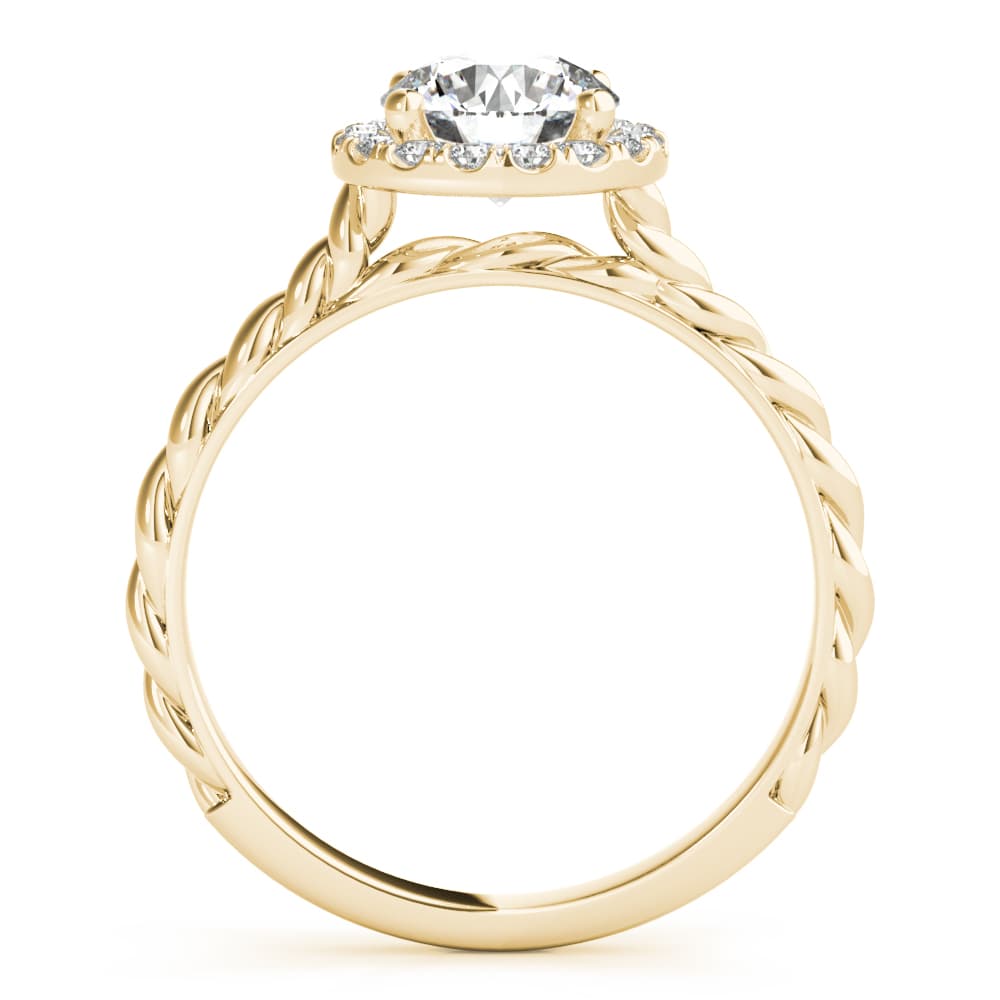 Round Center Engagement Ring, style 85124, Side view in yellow gold