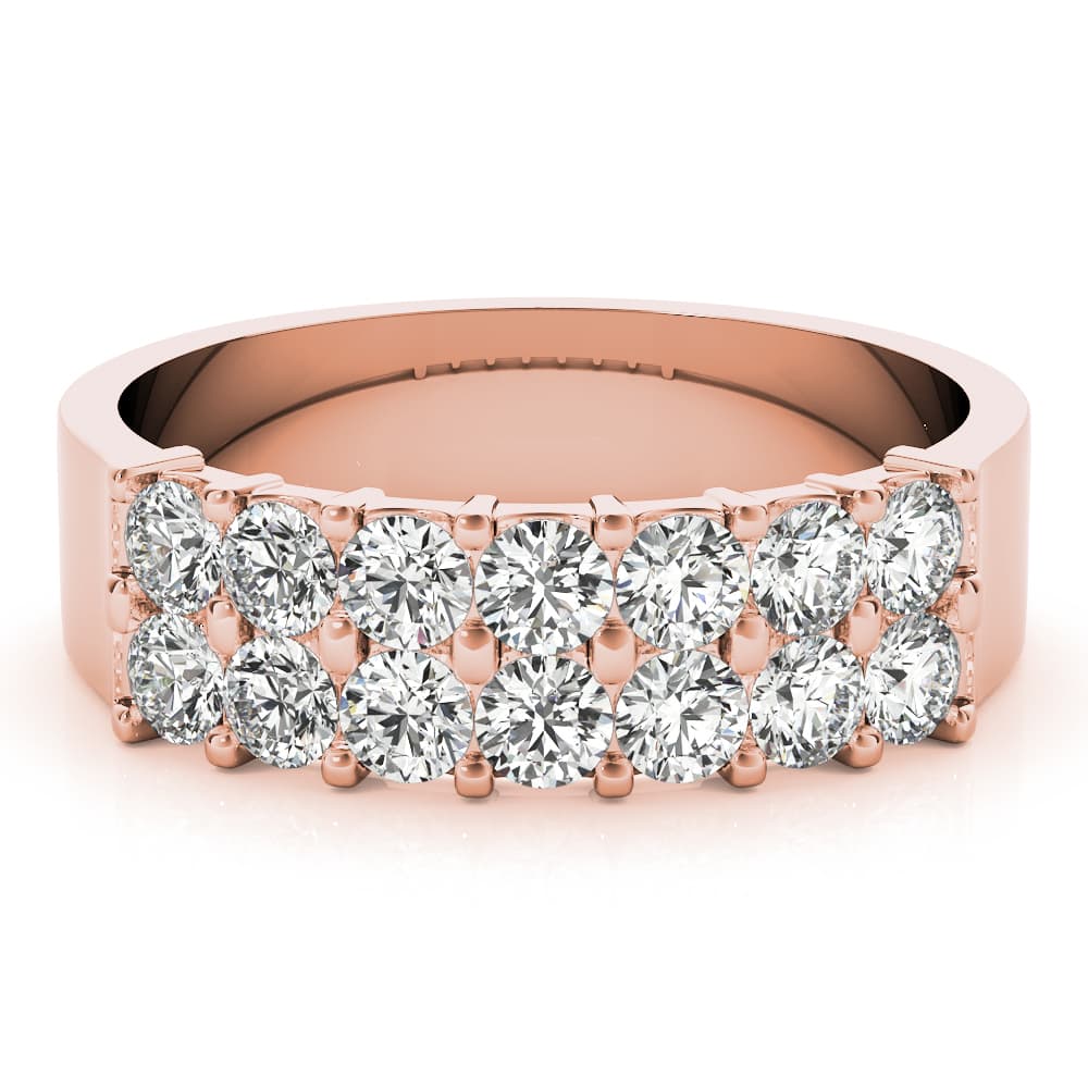 Two Row Band (0.91 ct. tw.), On hand view in rose gold