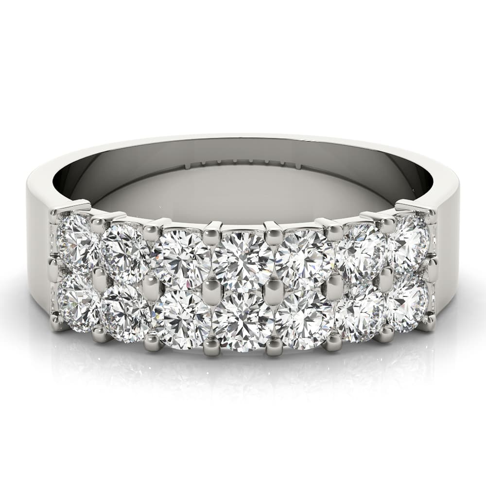 Two Row Band (0.91 ct. tw.), On hand view in white gold or platinum