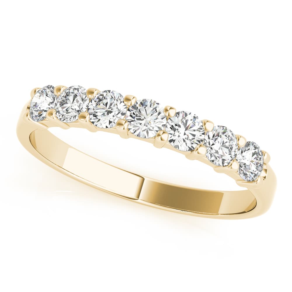 Shared Prong Wedding Band (0.46 ct. tw.), Front view in yellow gold