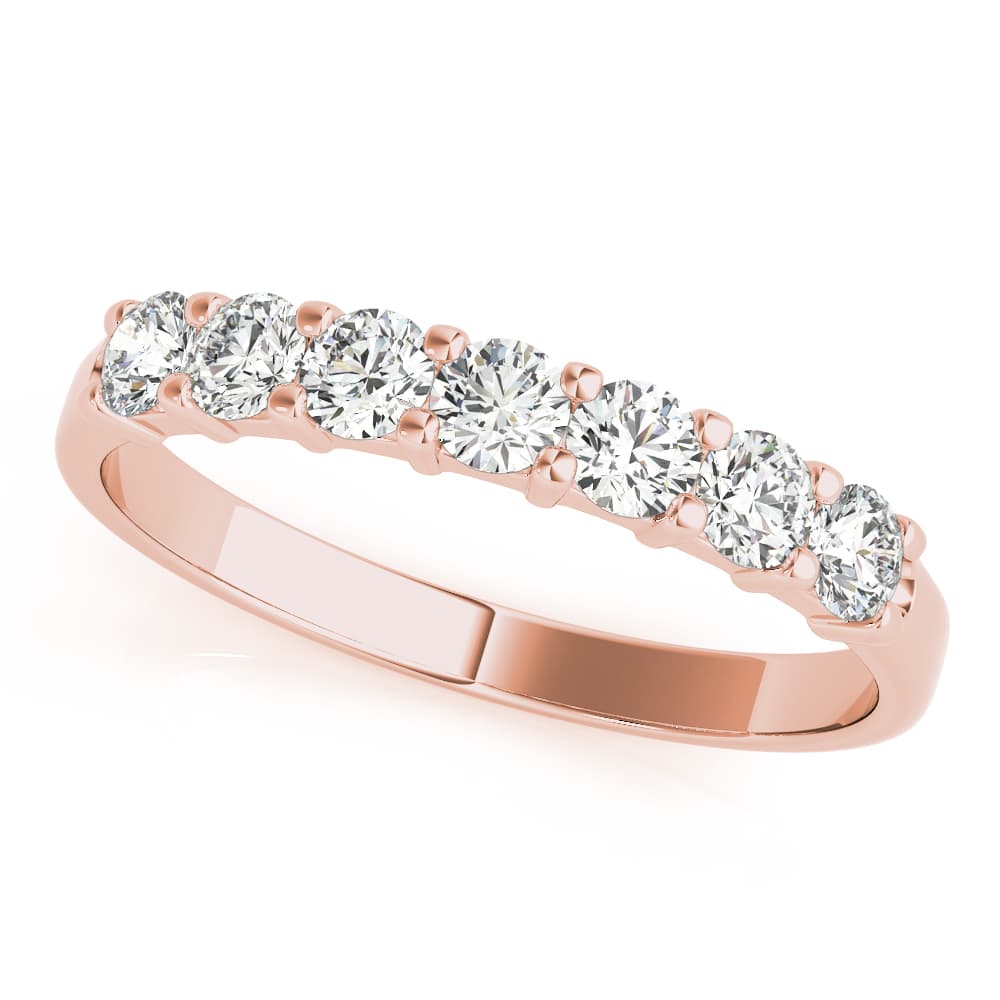 Shared Prong Wedding Band (0.46 ct. tw.), Front view in rose gold