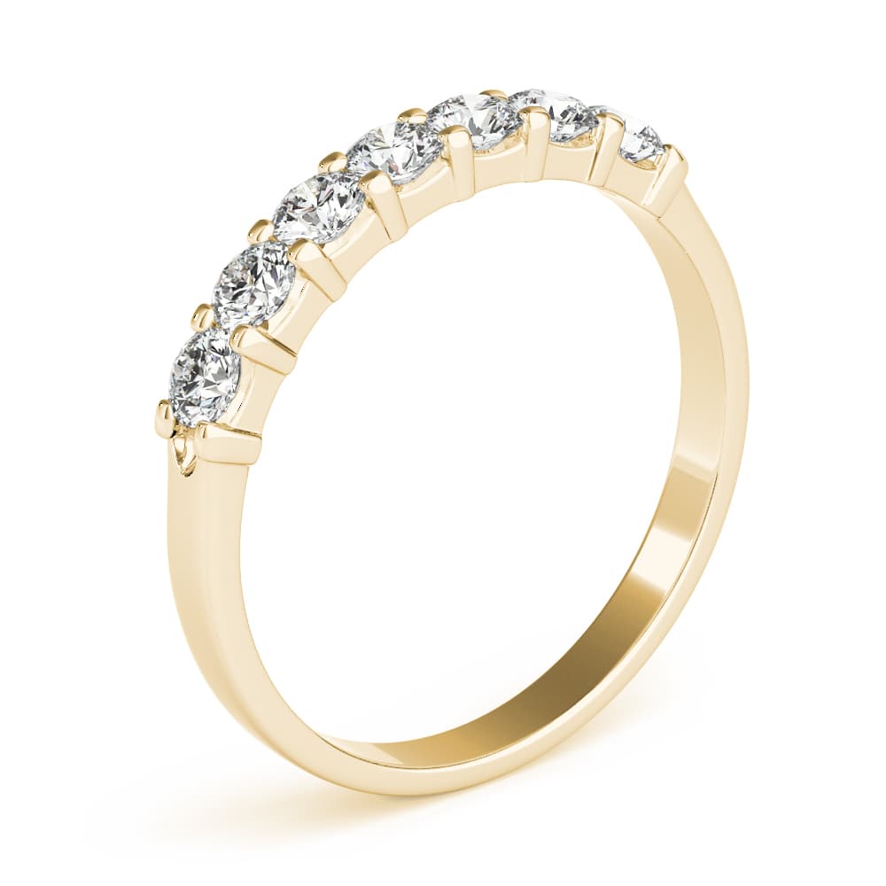 Shared Prong Wedding Band (0.46 ct. tw.), Angle view in yellow gold