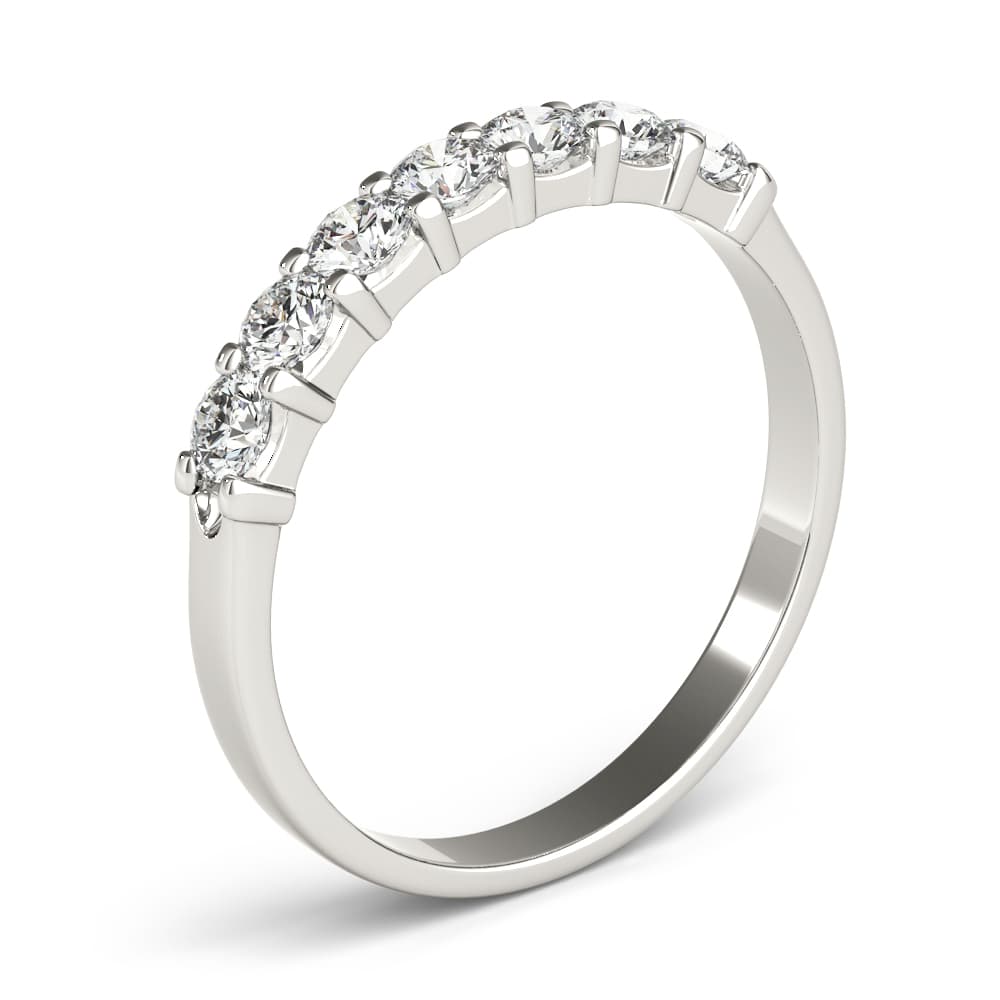Shared Prong Wedding Band (0.46 ct. tw.), Angle view in white gold or platinum