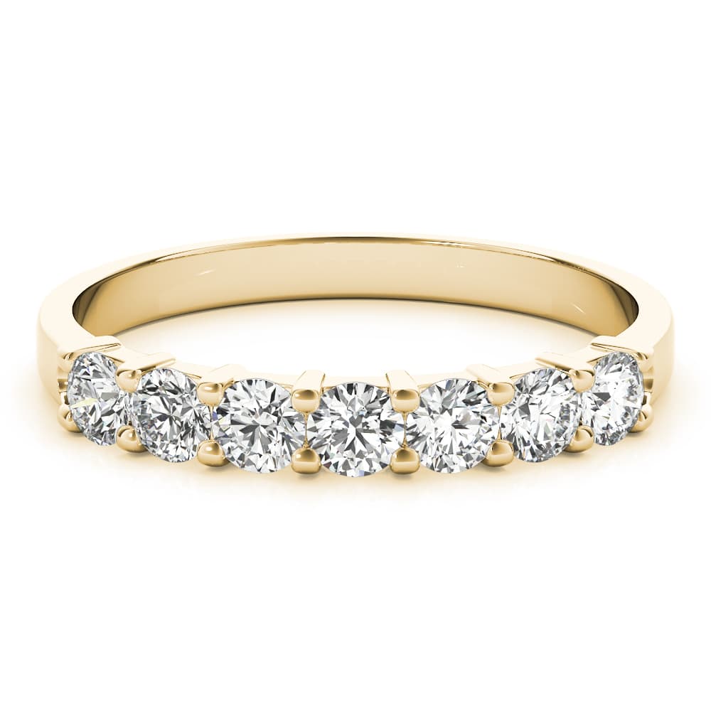 Shared Prong Wedding Band (0.46 ct. tw.), On hand view in yellow gold