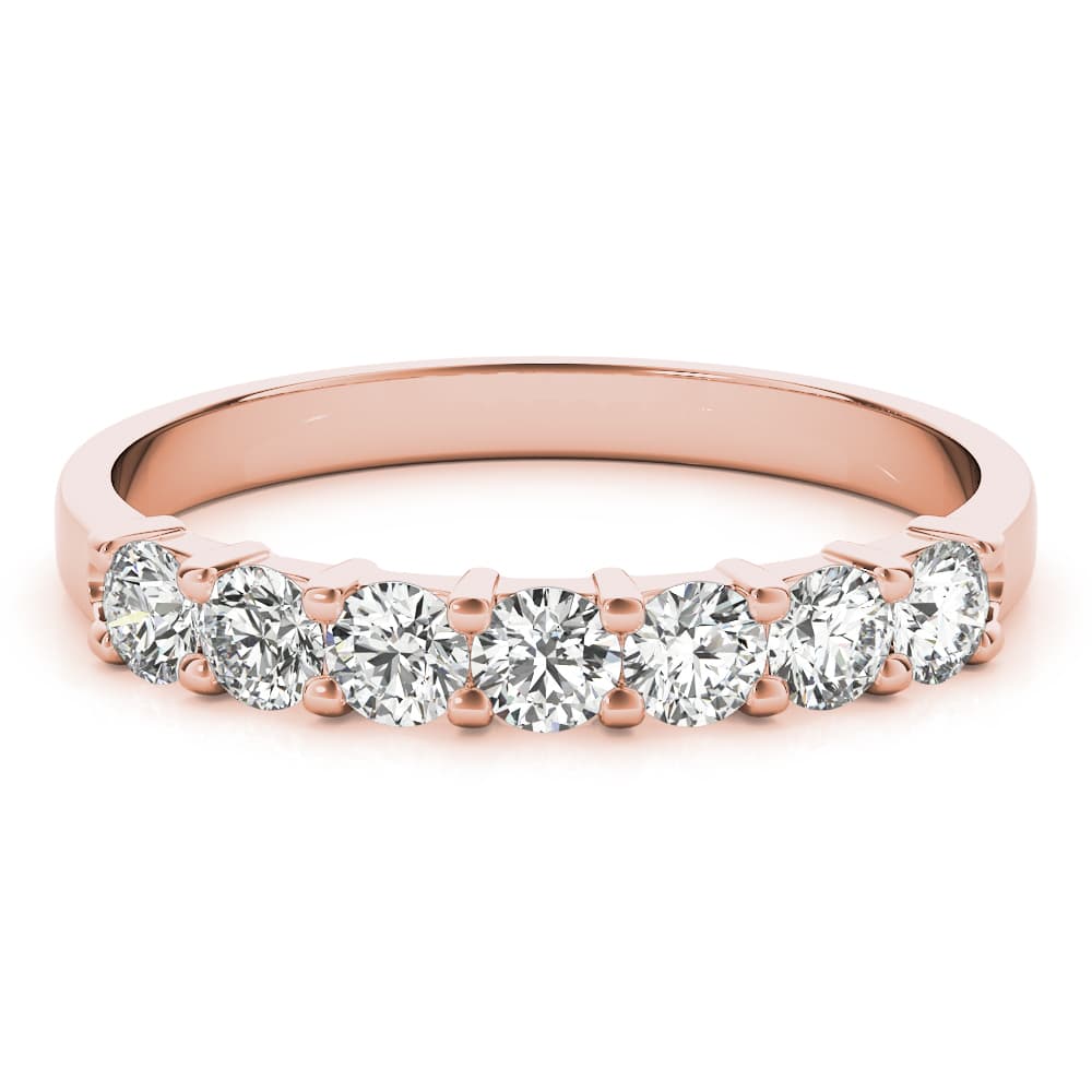 Shared Prong Wedding Band (0.46 ct. tw.), On hand view in rose gold