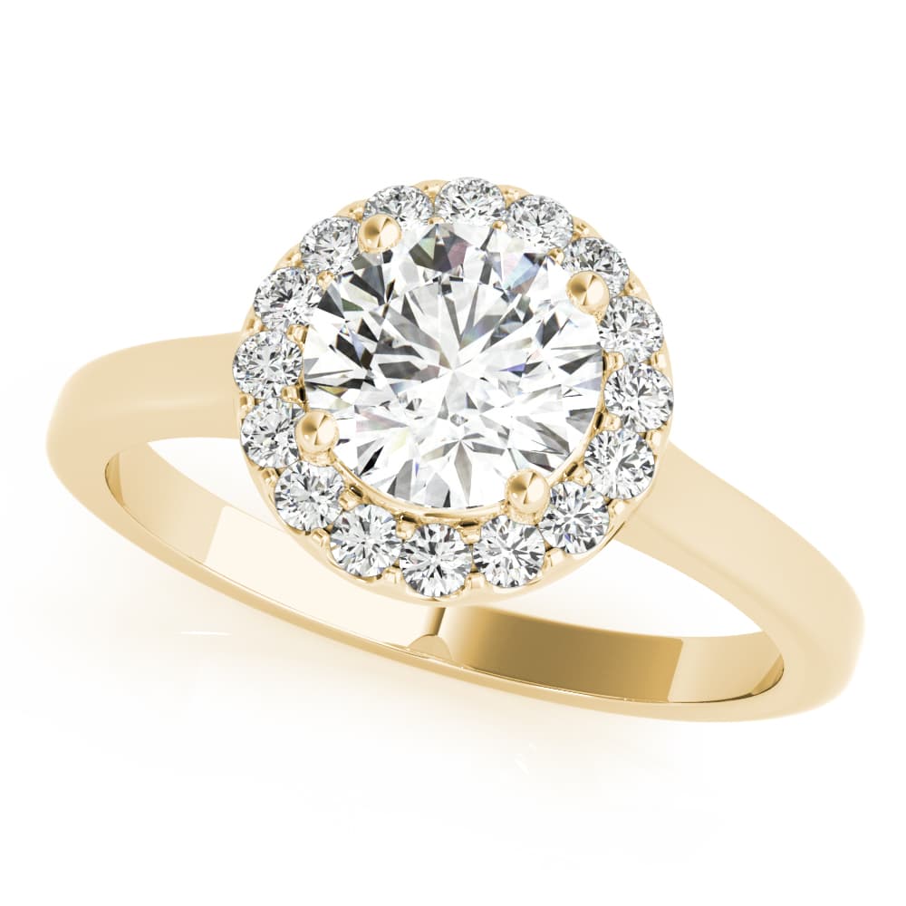Round Halo Engagement Ring, style 85127, Front view in yellow gold
