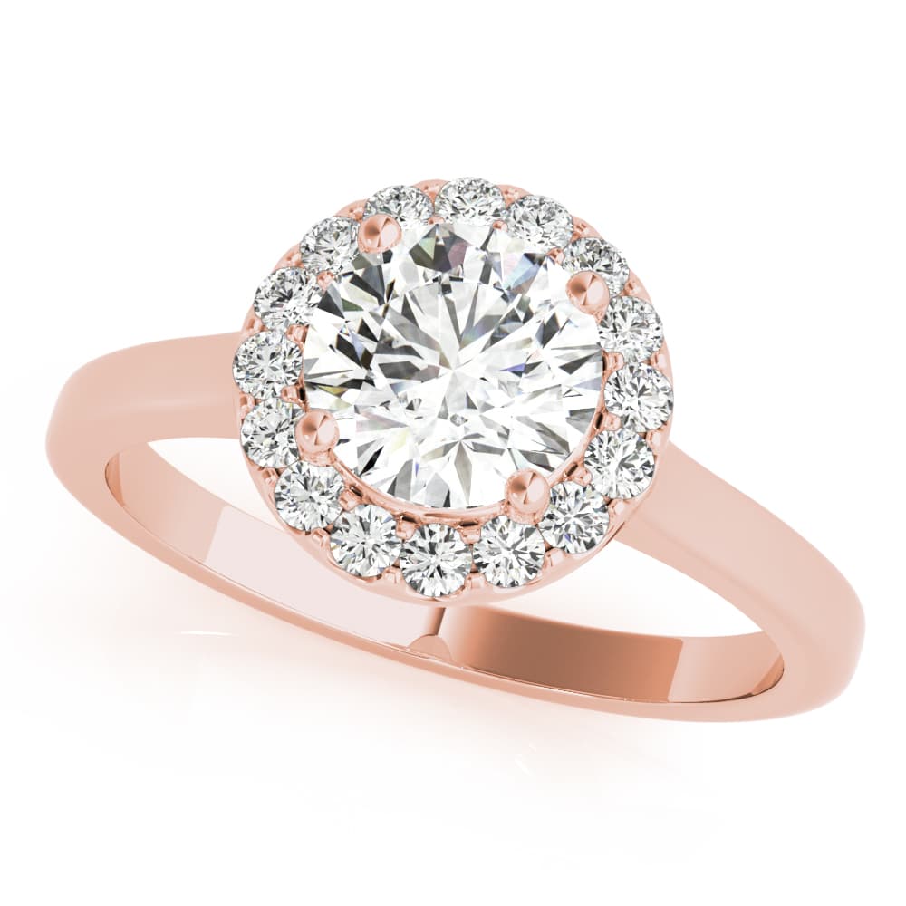 Round Halo Engagement Ring, style 85127, Front view in rose gold
