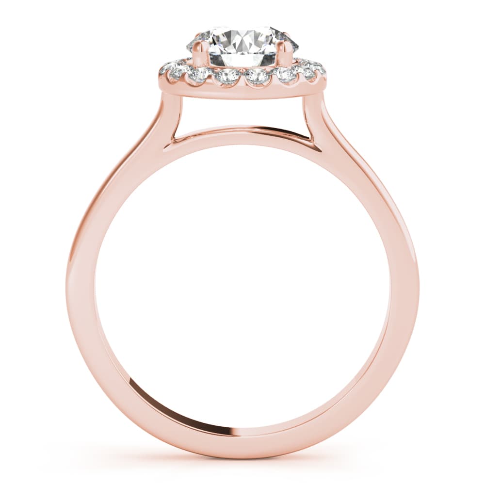 Round Halo Engagement Ring, style 85127, Side view in rose gold