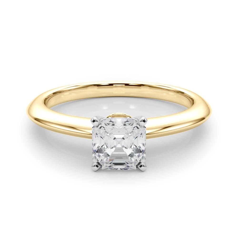 6-Prong Round Solitaire Engagement Ring, style 85131, On hand view in yellow gold