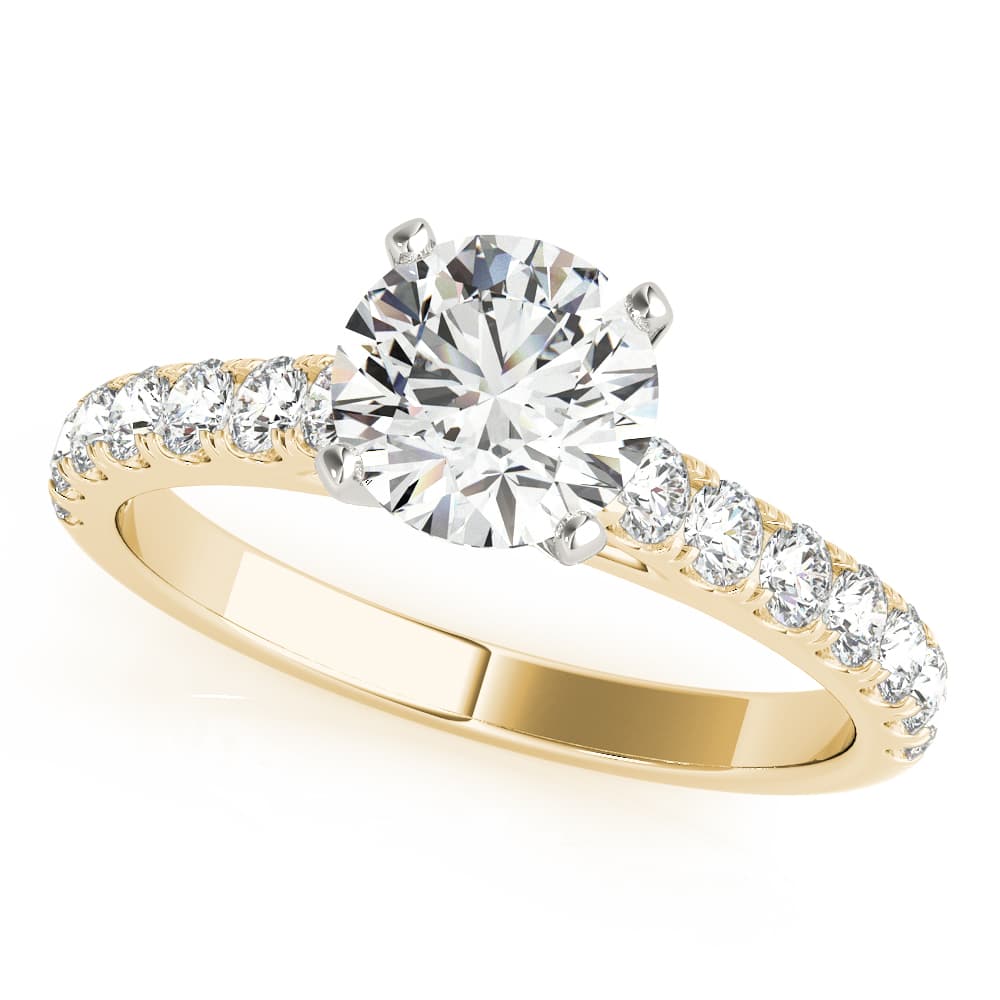 Split-Prong Cathedral Engagement Ring, style 85132, Front view in yellow gold