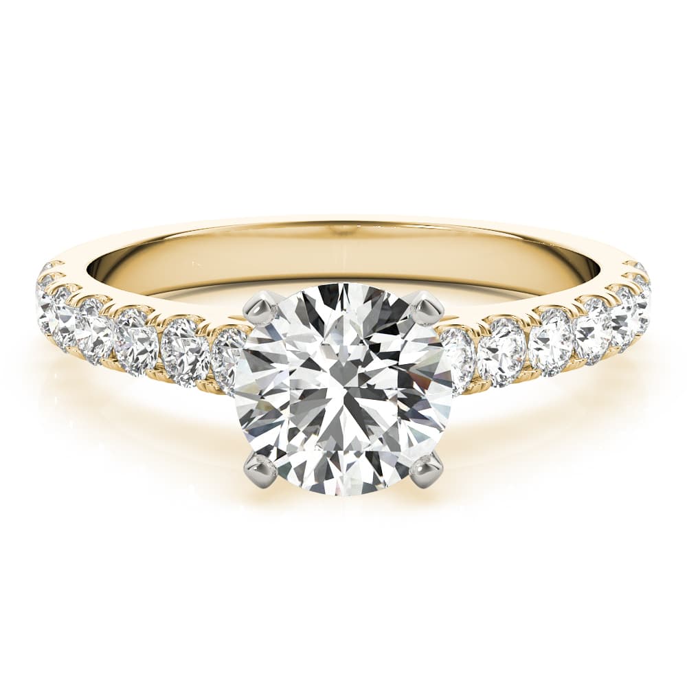 Split-Prong Cathedral Engagement Ring, style 85132, Angle view in yellow gold