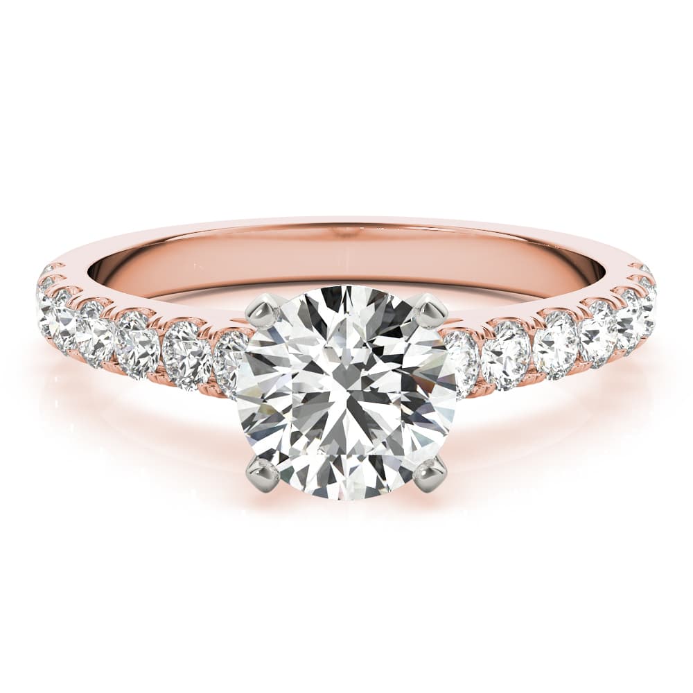 Split-Prong Cathedral Engagement Ring, style 85132, Angle view in rose gold