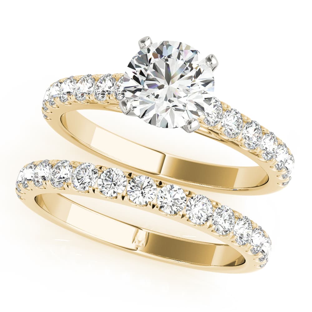 Split-Prong Cathedral Engagement Ring, style 85132, On hand view in yellow gold