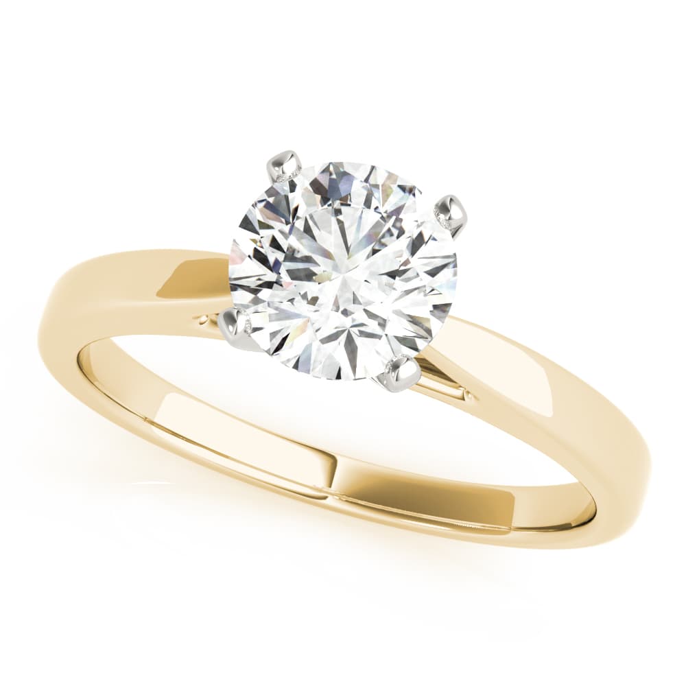 Solitaire Cathedral Engagement Ring, style 85133, Front view in yellow gold