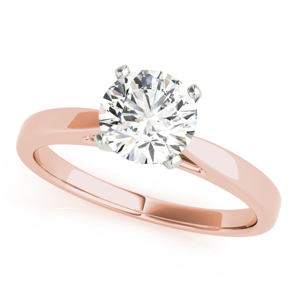 Solitaire Cathedral Engagement Ring, style 85133, Front view in rose gold