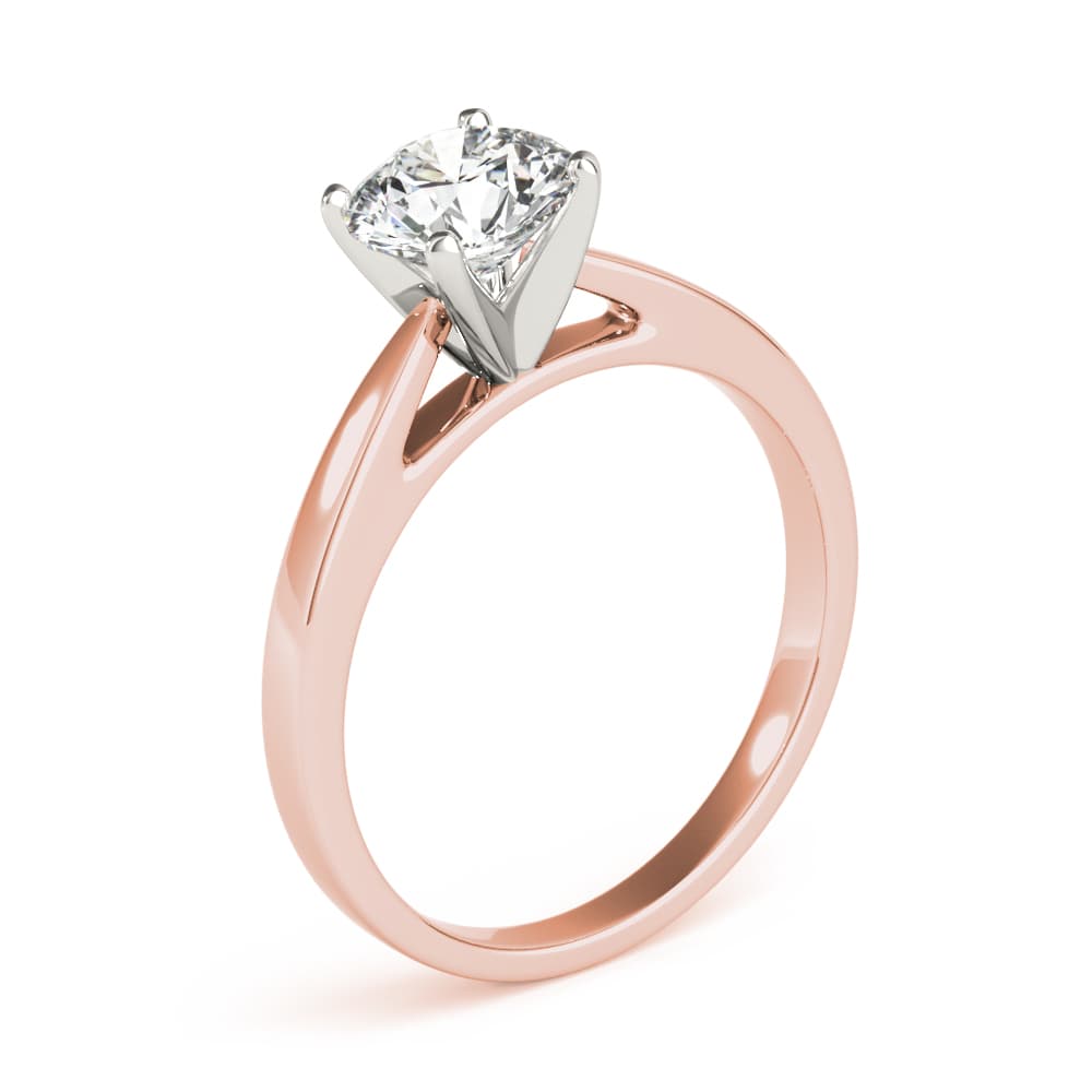 Solitaire Cathedral Engagement Ring, style 85133, Angle view in rose gold