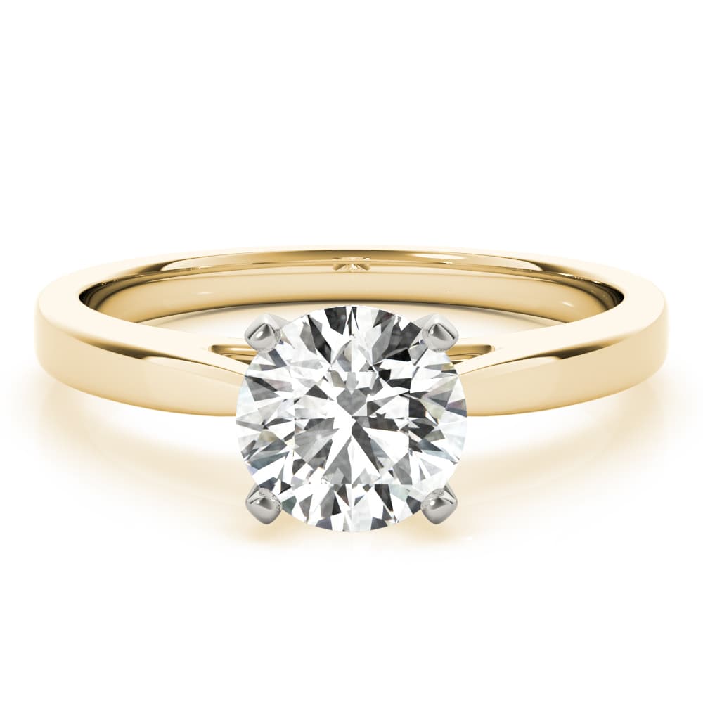 Solitaire Cathedral Engagement Ring, style 85133, On hand view in yellow gold
