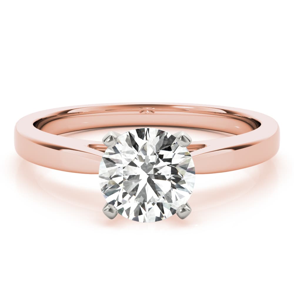 Solitaire Cathedral Engagement Ring, style 85133, On hand view in rose gold