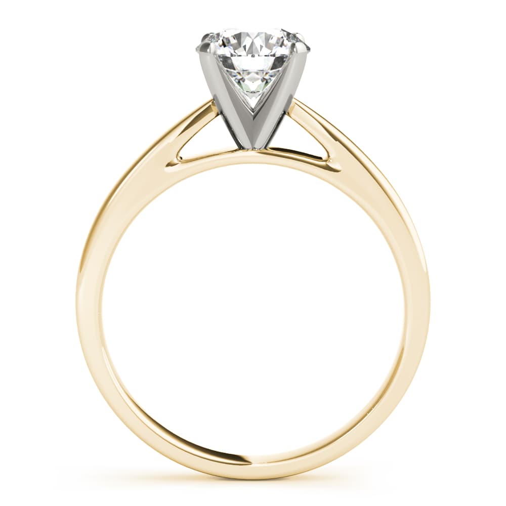 Solitaire Cathedral Engagement Ring, style 85133, Side view in yellow gold