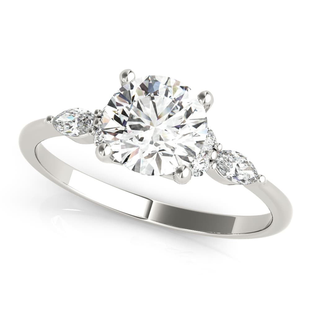 Marquise & Round Accented Engagement Ring — style 85134 in 10k White Gold