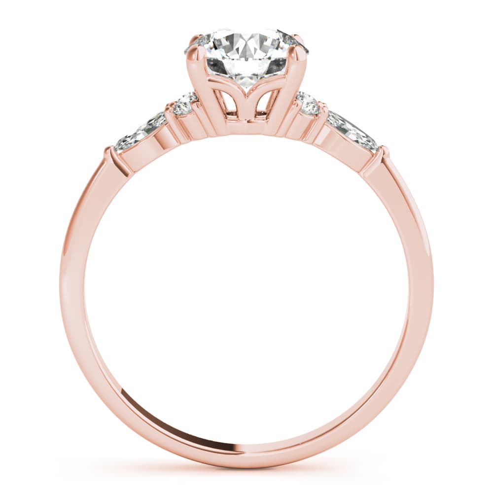 Marquise & Round Accented Engagement Ring, style 85134, Side view in rose gold