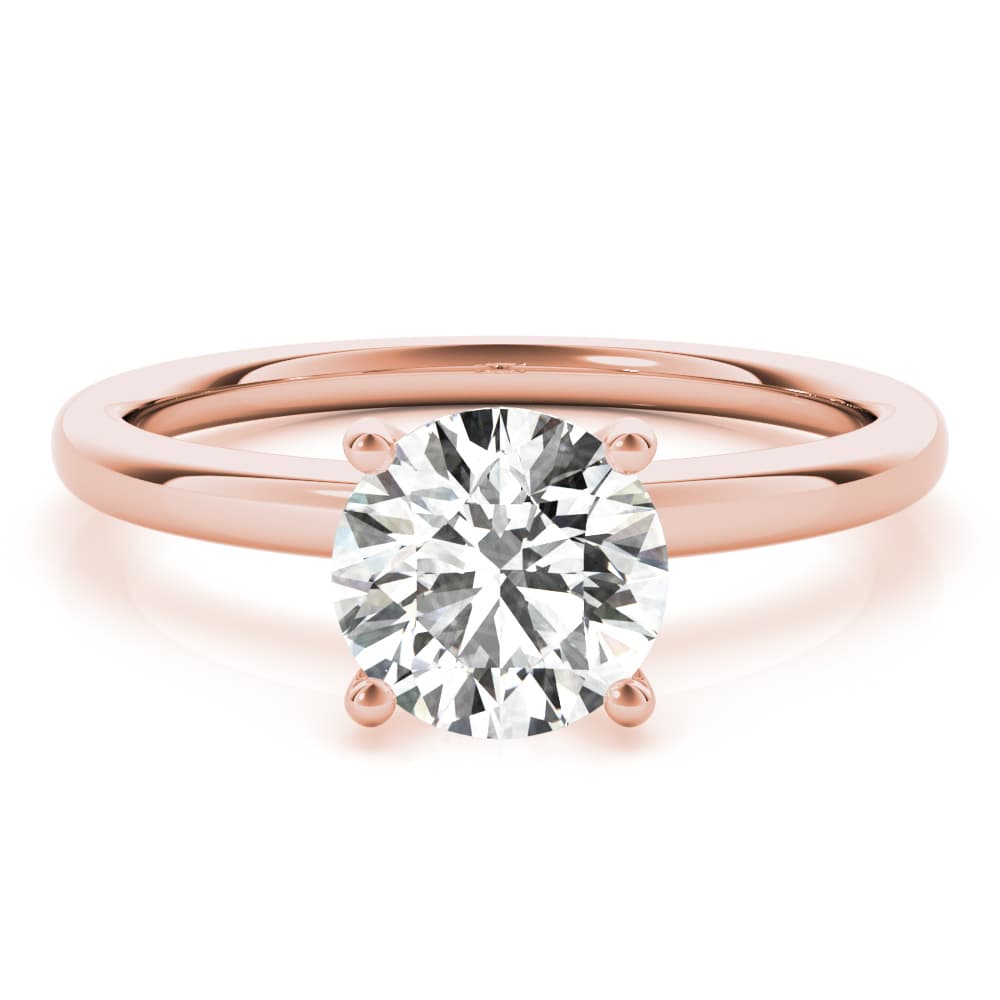 Round Hidden Halo Engagement Ring, style 85135, On hand view in rose gold
