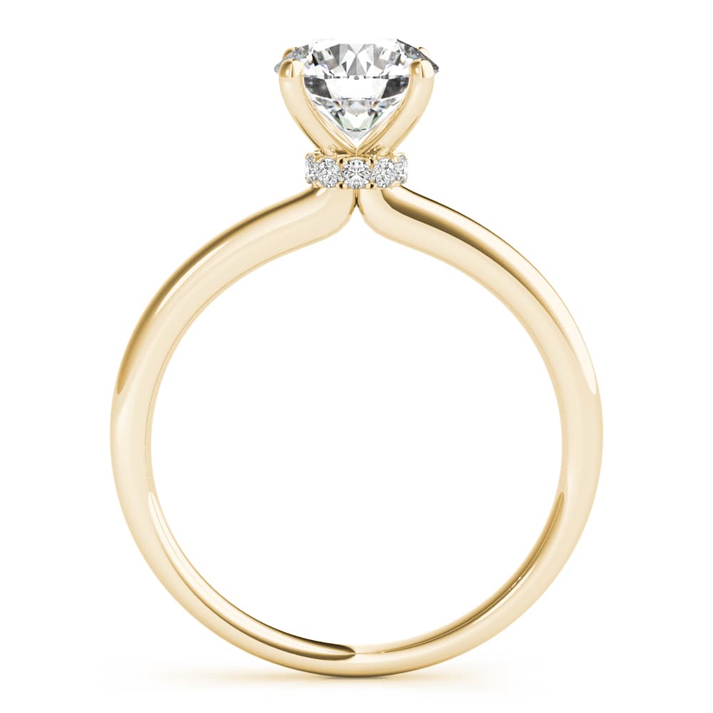 Round Hidden Halo Engagement Ring, style 85135, Side view in yellow gold
