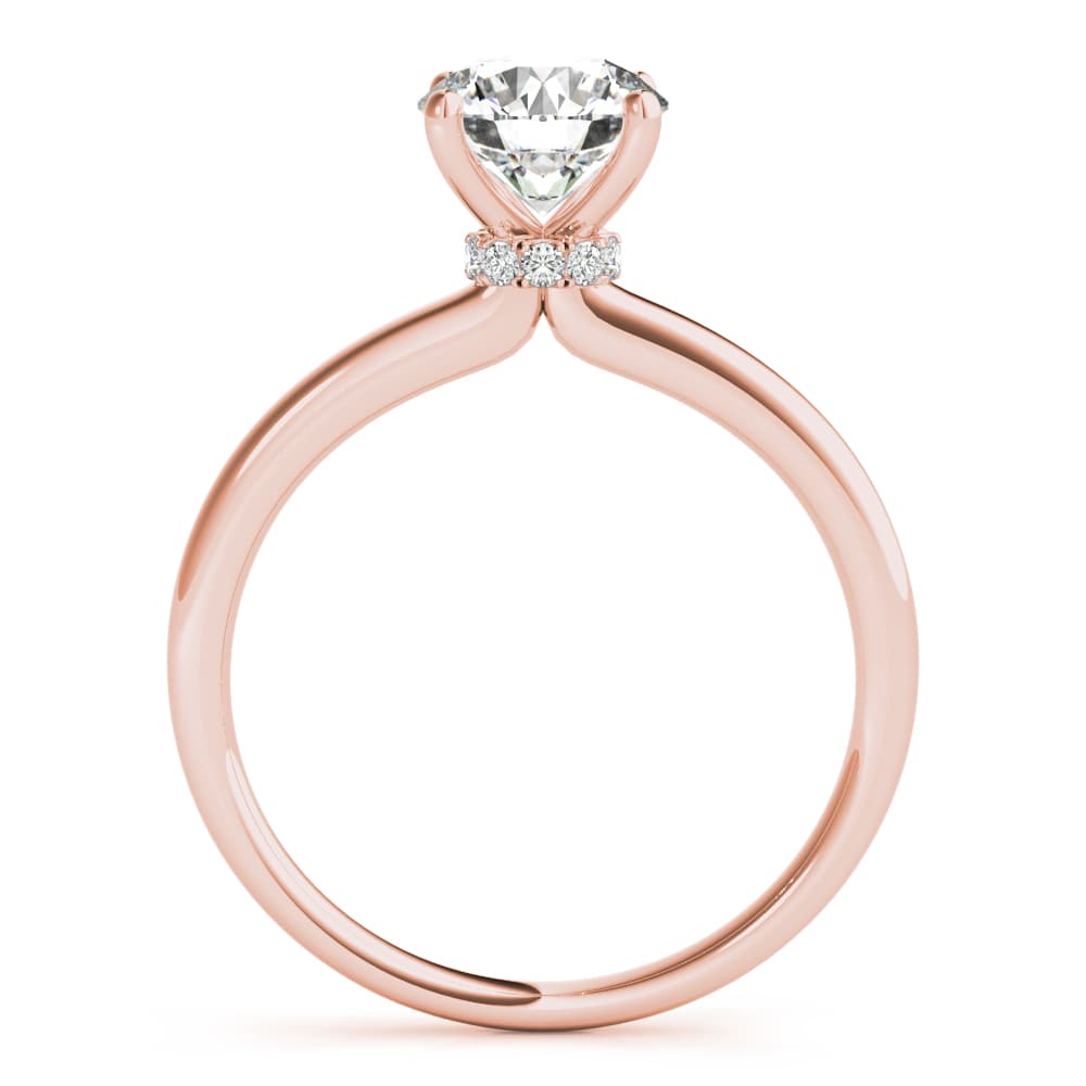 Round Hidden Halo Engagement Ring, style 85135, Side view in rose gold
