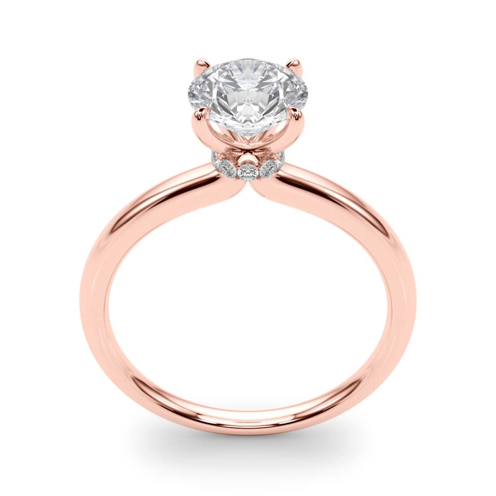 Round Hidden Halo Engagement Ring, style 85135, Top view in rose gold