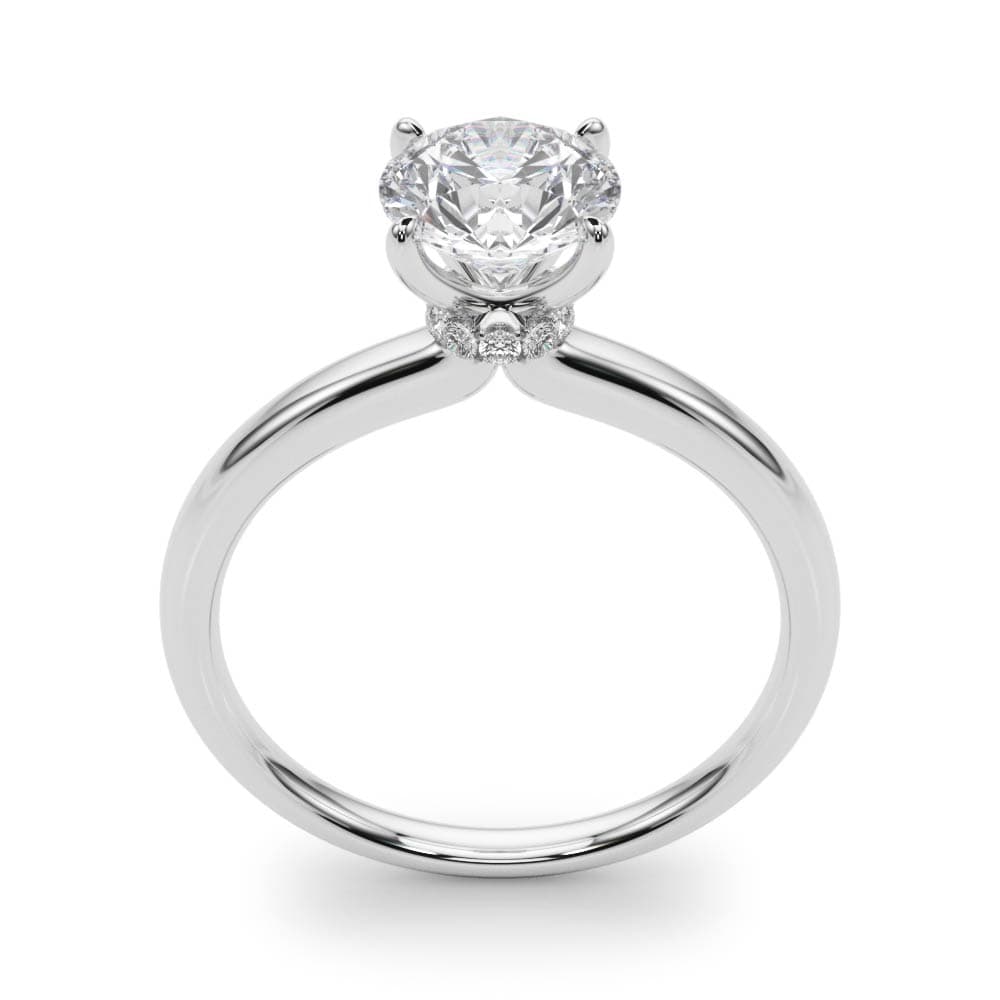 Round Hidden Halo Engagement Ring, style 85135, Top view in white gold or platinum