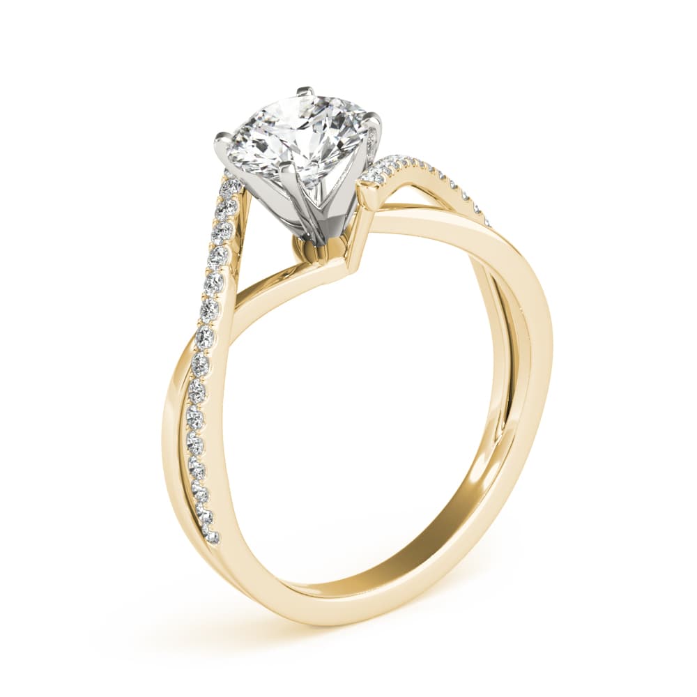 Bypass Engagement Ring, style 85136, Angle view in yellow gold
