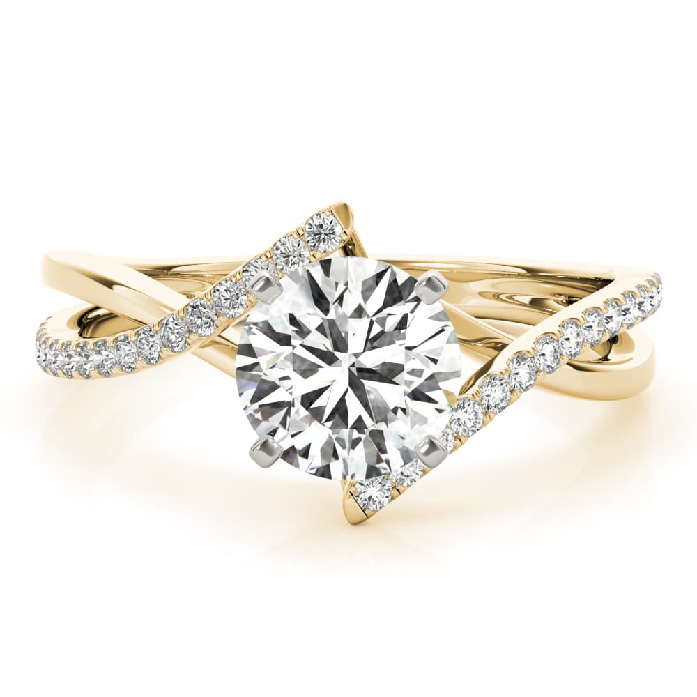 Bypass Engagement Ring, style 85136, On hand view in yellow gold