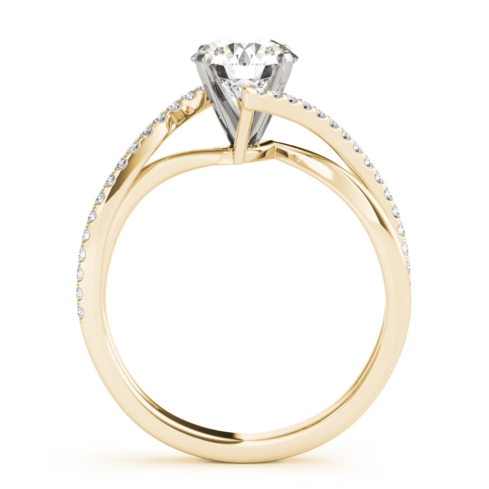 Bypass Engagement Ring, style 85136, Side view in yellow gold
