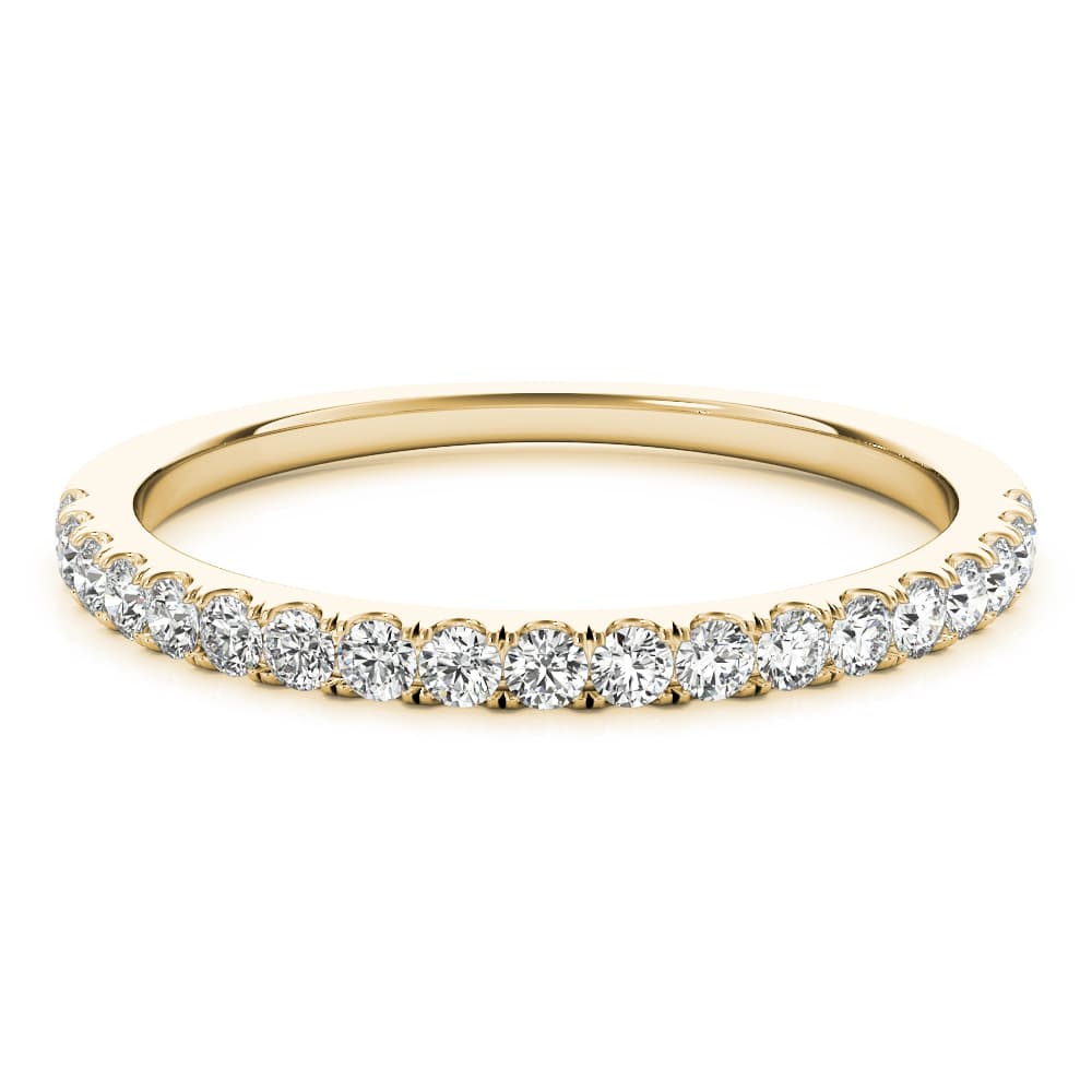 Split Prong Wedding Band (0.28 ct. tw.), On hand view in yellow gold