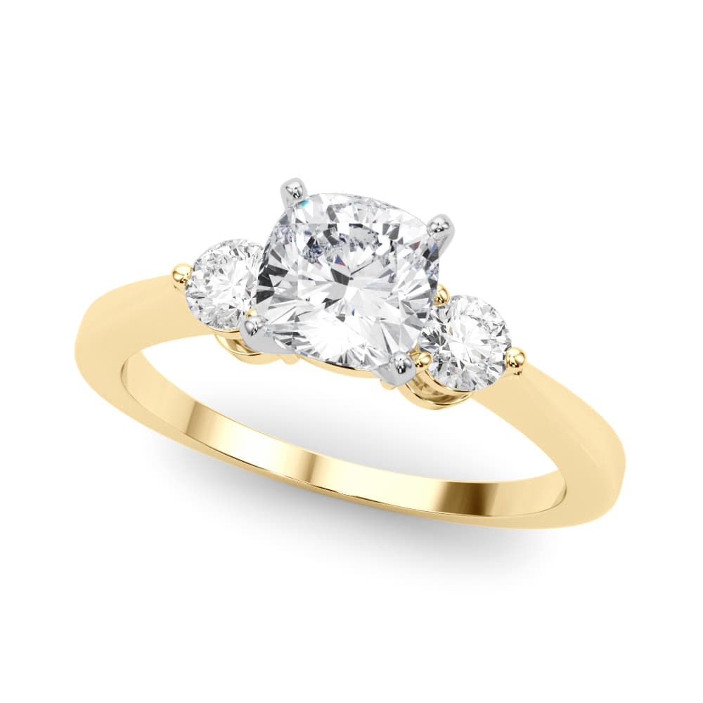3-Stone Engagement Ring, style 85140, Front view in yellow gold