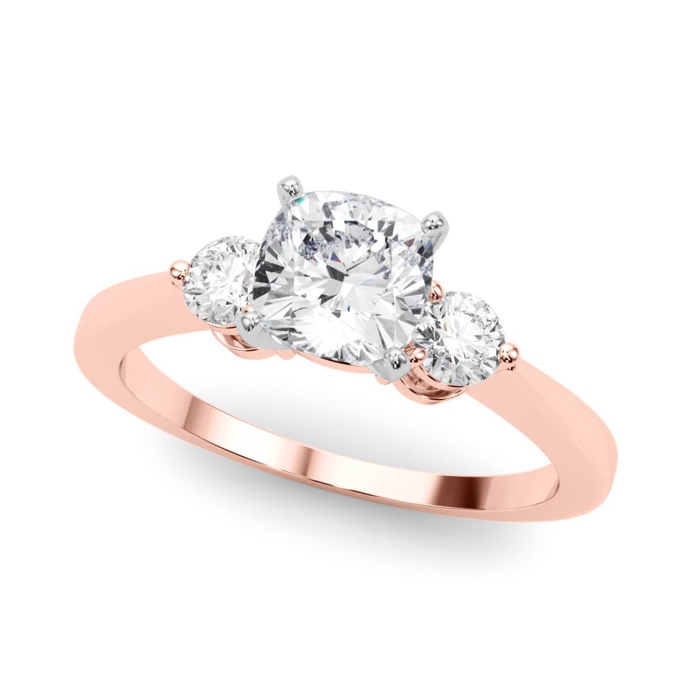 3-Stone Engagement Ring, style 85140, Front view in rose gold