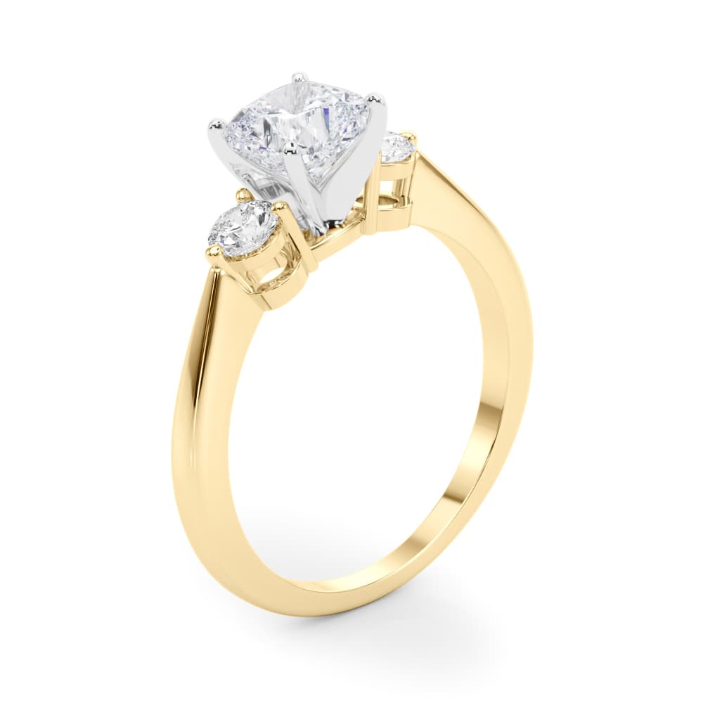 3-Stone Engagement Ring, style 85140, Angle view in yellow gold