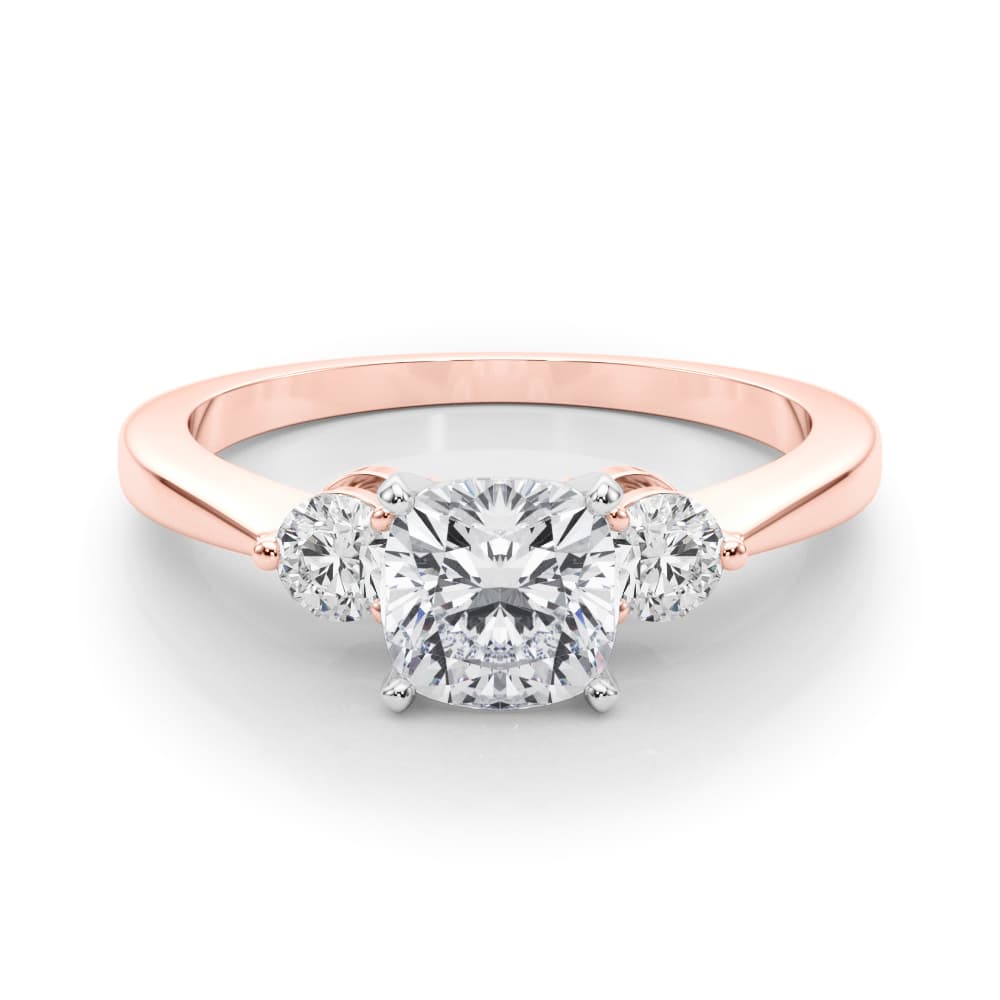3-Stone Engagement Ring, style 85140, On hand view in rose gold