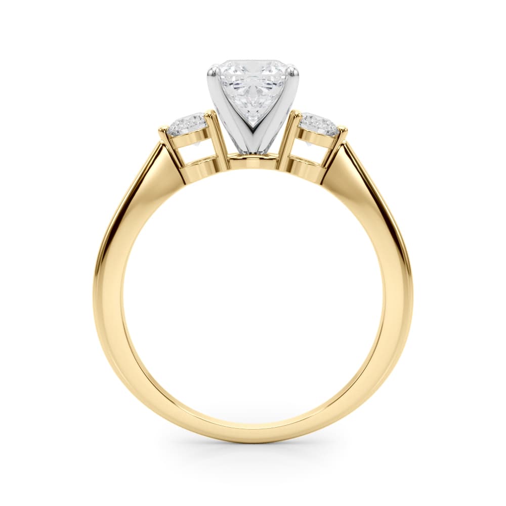 3-Stone Engagement Ring, style 85140, Side view in yellow gold