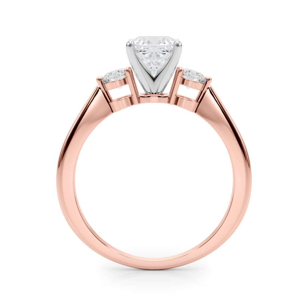 3-Stone Engagement Ring, style 85140, Side view in rose gold