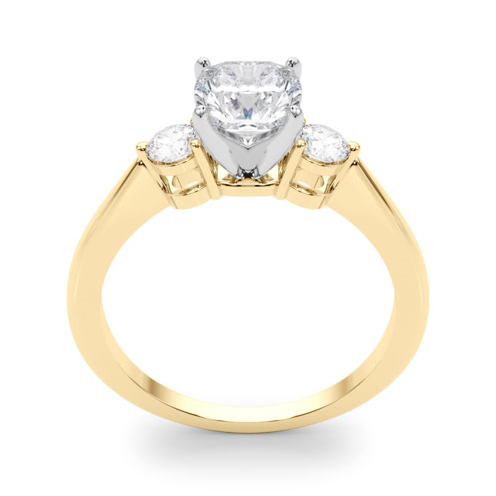 3-Stone Engagement Ring, style 85140, Top view in yellow gold