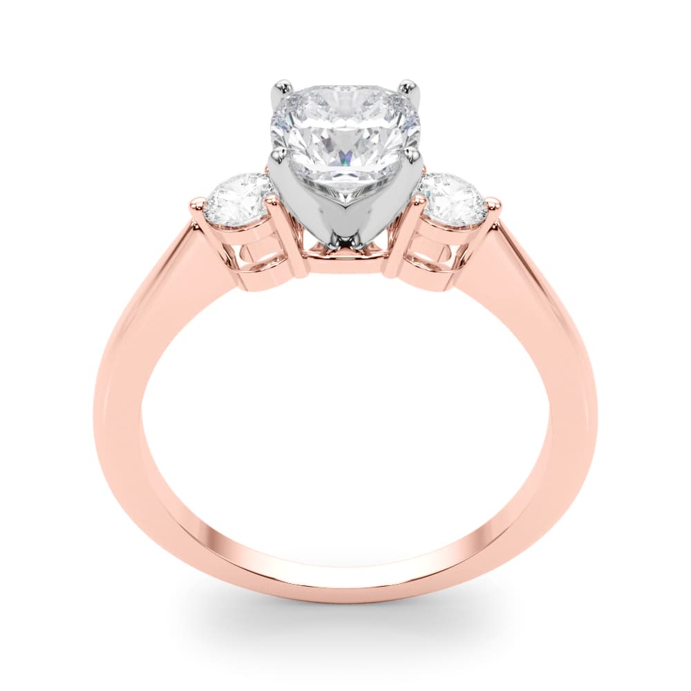 3-Stone Engagement Ring, style 85140, Top view in rose gold