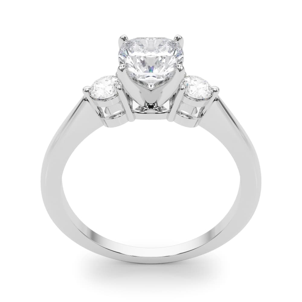 3-Stone Engagement Ring, style 85140, Top view in white gold or platinum