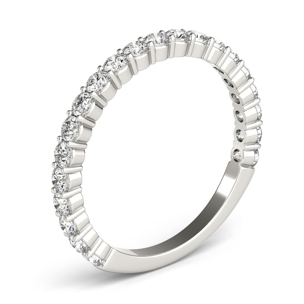 Shared Prong Wedding Band (5/8 ct. tw.), Angle view in white gold or platinum