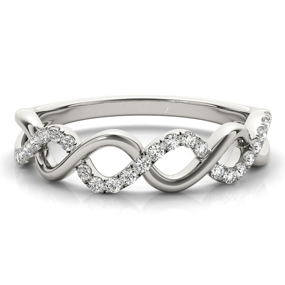 Twisted Band (0.15 ct. tw.), On hand view in white gold or platinum