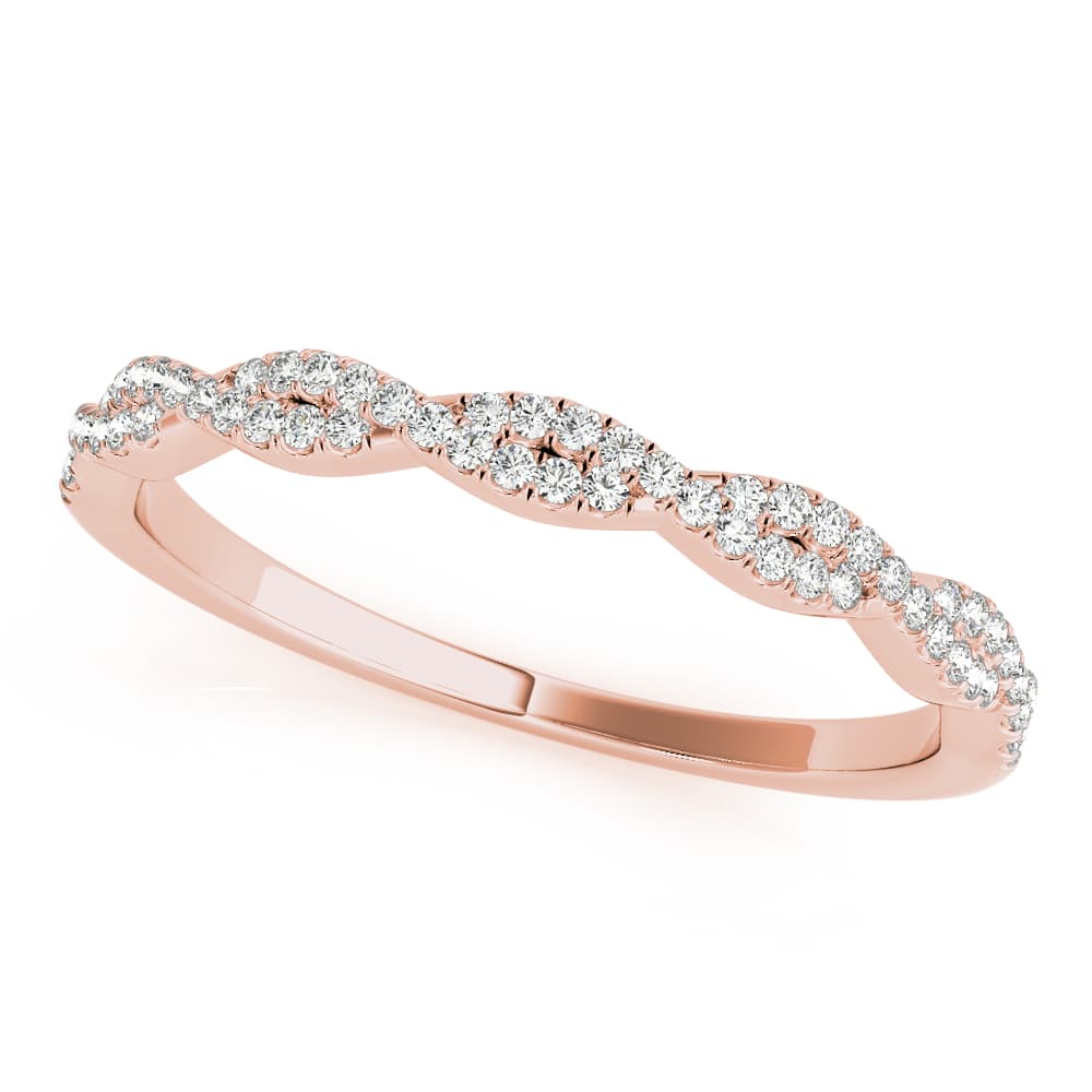 Twisted Stackable Wedding Band (0.18 ct. tw.), Front view in rose gold