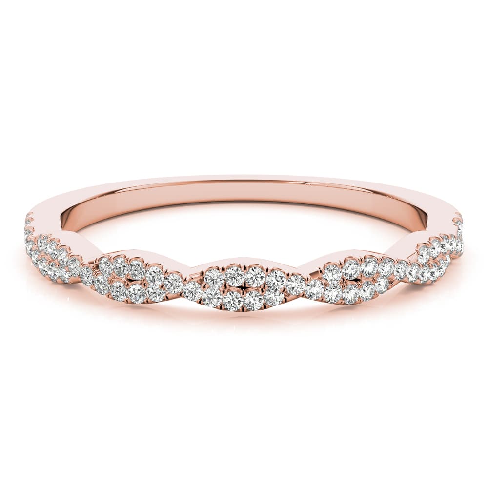 Twisted Stackable Wedding Band (0.18 ct. tw.), On hand view in rose gold