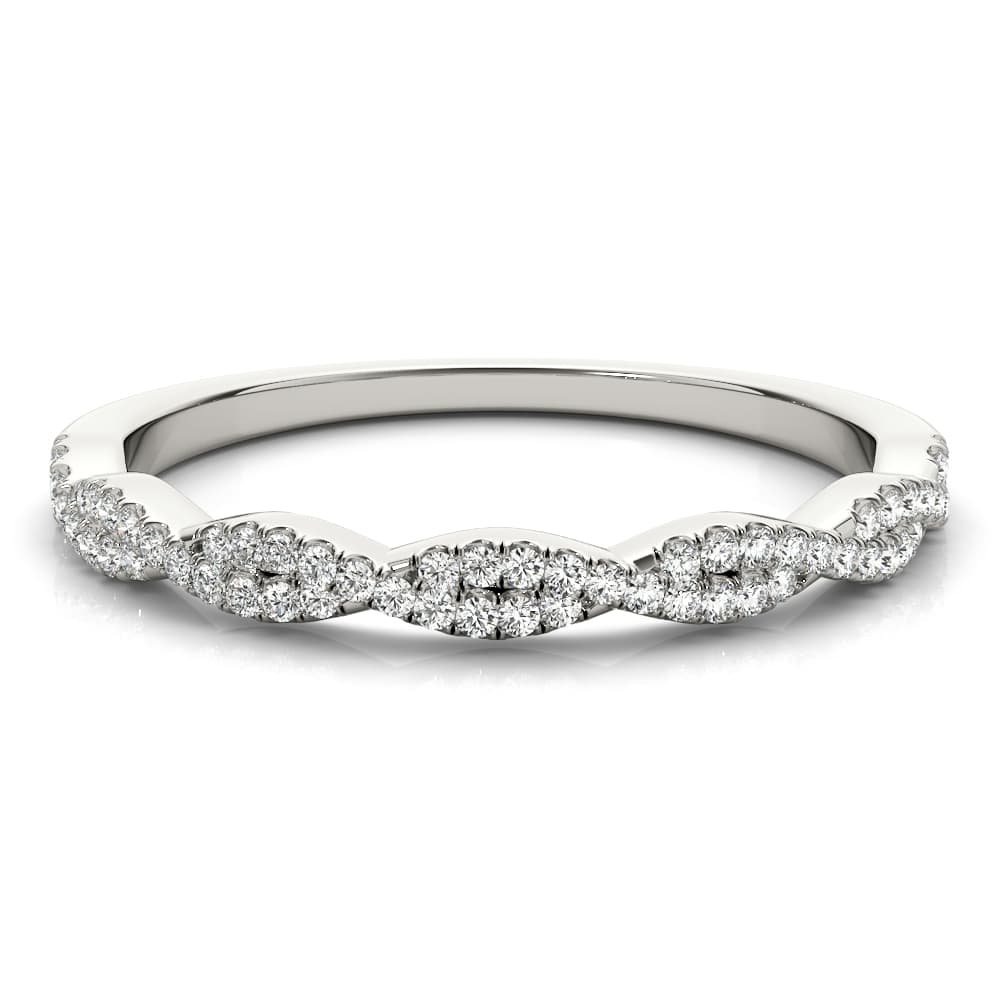 Twisted Stackable Wedding Band (0.18 ct. tw.), On hand view in white gold or platinum