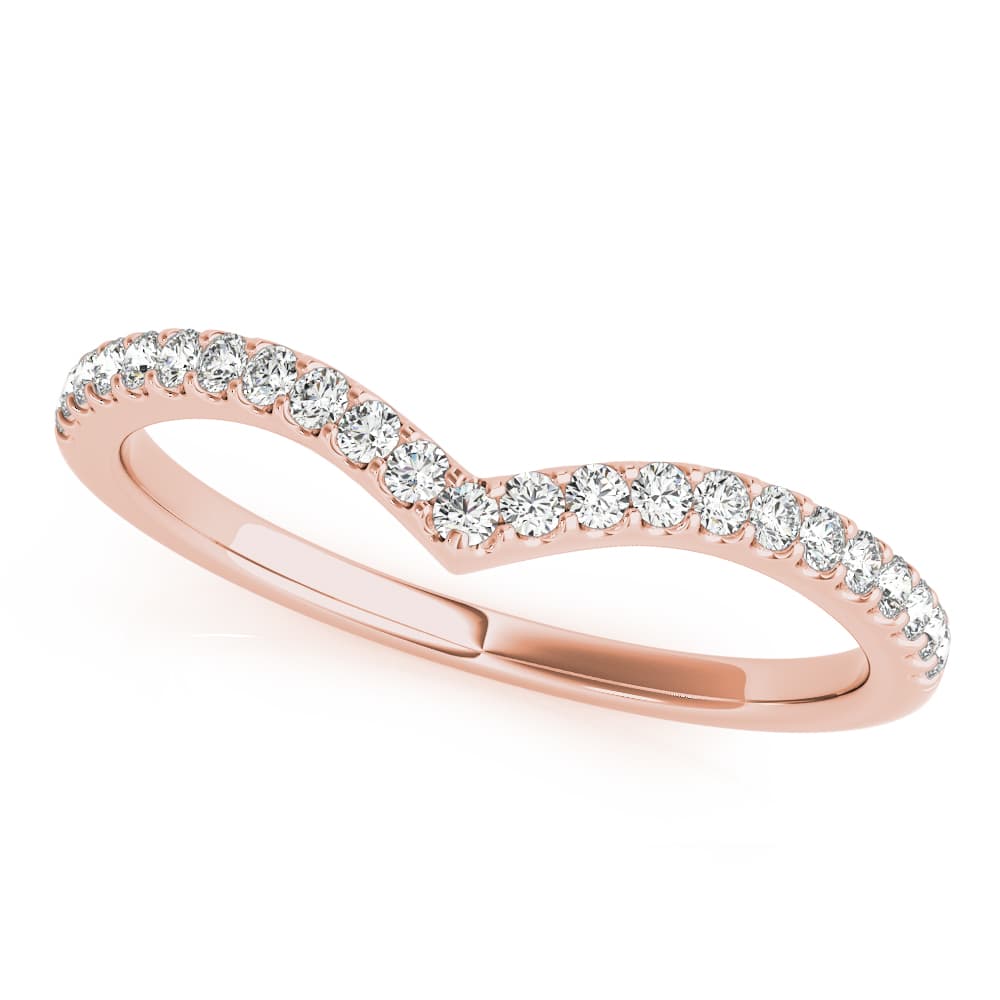 Chevron Diamond Wedding Band (0.19 ct. tw.), Front view in rose gold
